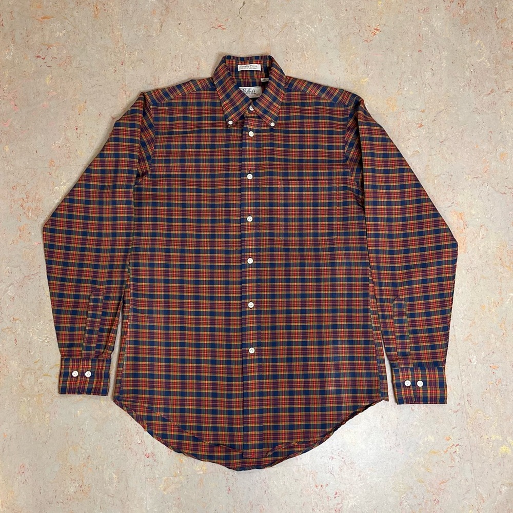 Vintage 60s Mens Hathaway Bullock’s Multicolor Plaid Button Down Shirt Small